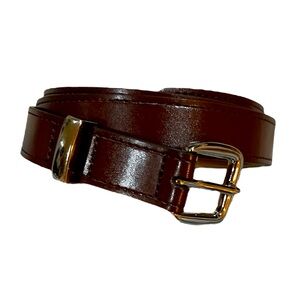 Brown non leather belt golden buckle Sz XXL